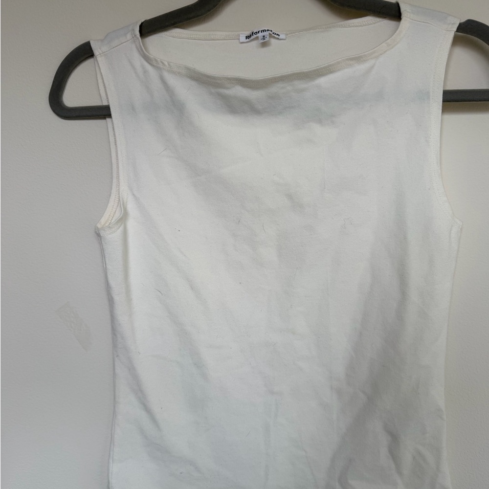Reformation White Sleeveless Crewneck Tank Top